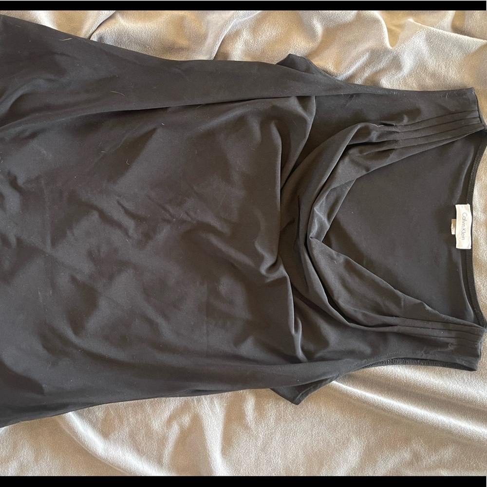 Calvin Klein super slinky black drape Knaack sleeveless top